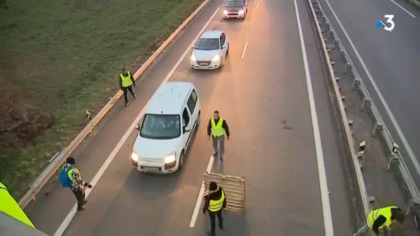 A Saint-Dié-des-Vosges sur un barrage des gilets jaunes