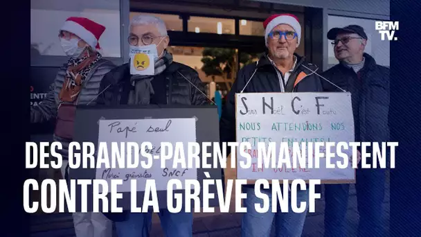 "Papé seul à Noël, merci les grévistes": des grands-parents manifestent à Brest contre la SNCF