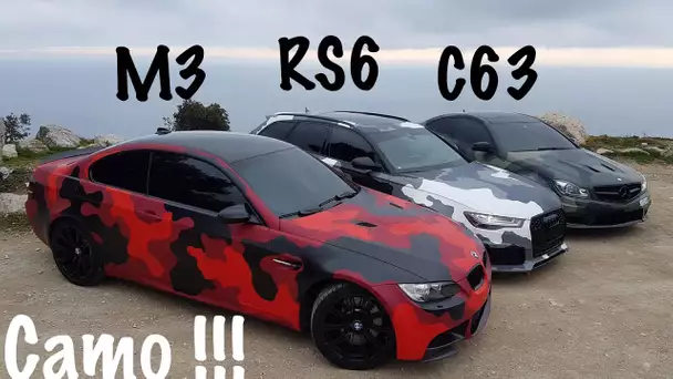 Il découvre la RS6, la C63 AMG et la M3 Camouflage.