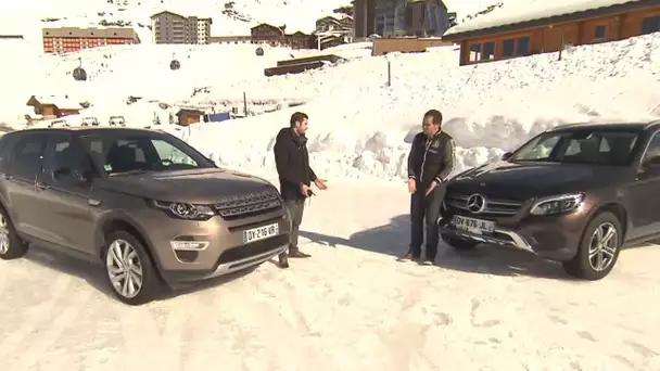 Le Land Rover Discovery Sport et la Mercedes Benz Classe GLC