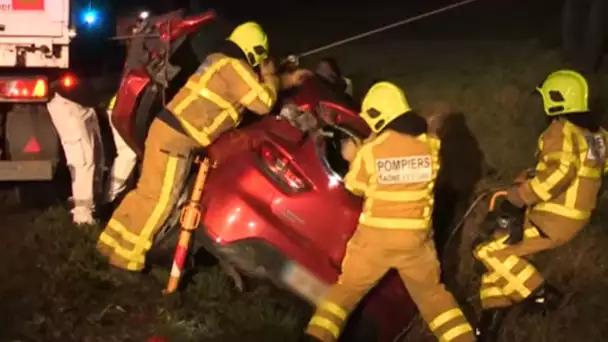 Choc frontal entre un camion et une voiture… Les pompiers interviennent