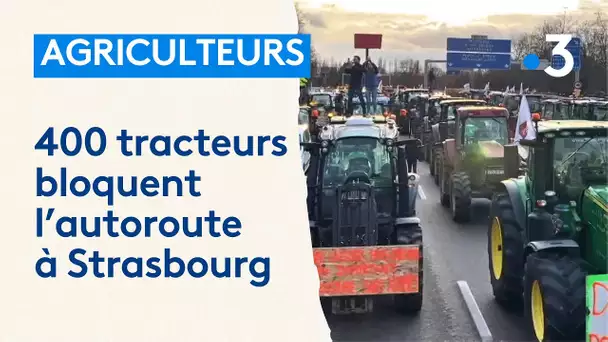 Colère des agriculteurs : 400 tracteurs bloquent l'autoroute M35 à Strasbourg