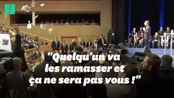 Macron à un étudiant qui l'interpelle en Belgique: "Ne mettez pas des papiers partout!"