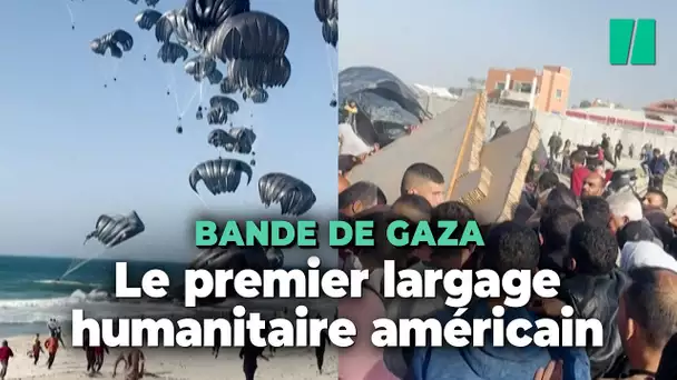 Les images des premiers largages humanitaires américains sur Gaza