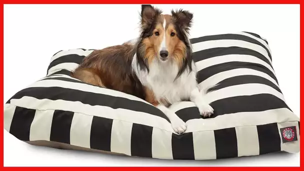 Majestic Pet Vertical Stripe Rectangle Dog Bed, Black, Large