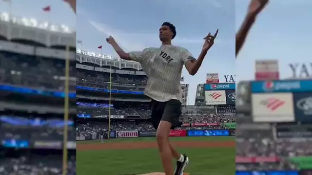 Wemby takes his 1st subway ride & throws the first pitch at Yankee Stadium