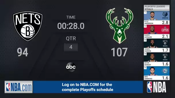 Nets @ Bucks ECSF Game 4 | NBA Playoffs on ABC Live Scoreboard