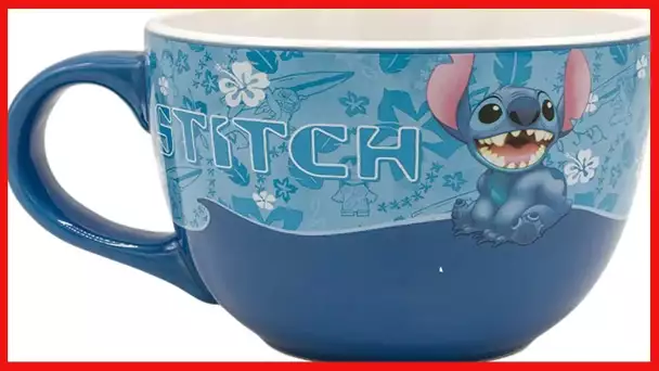 Silver Buffalo Lilo and Stitch Wavy Style Ceramic Soup Mug, 24-Ounces