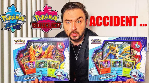 ACCIDENT EN DIRECT ! Ouverture de 2 COFFRET POKEMON EPEE ET BOUCLIER LARMELEON !