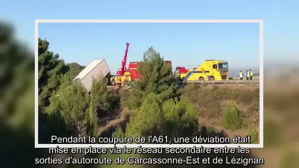 ✅  Grave accident de poids lourds sur l&#039;A61 : une voie rouverte, un chauffeur en état d&#039;urgence abso