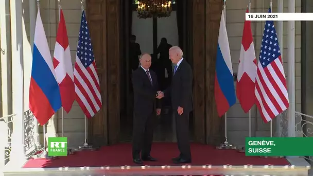 A Genève, première poignée de main entre les présidents Vladimir Poutine et Joe Biden