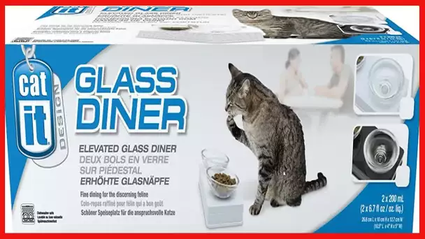Catit Style 2-Bowl Glass Diner Set for Pets