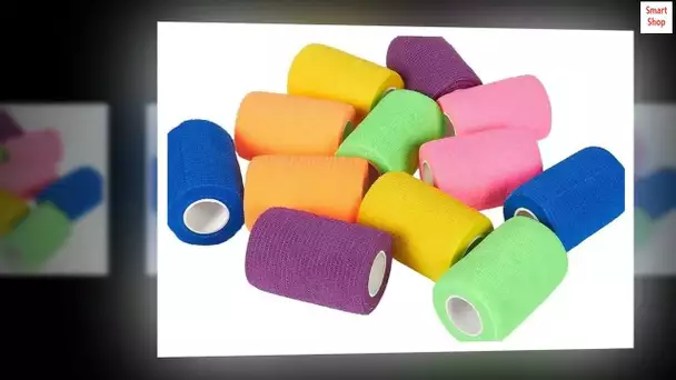 Self Adhesive Bandage Wrap, Cohesive Tape in 6 Colors (3 in x 6 Ft, 12 Pack)