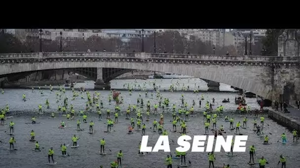 Contrairement aux apparences, ce ne sont pas des gilets jaunes sur la Seine