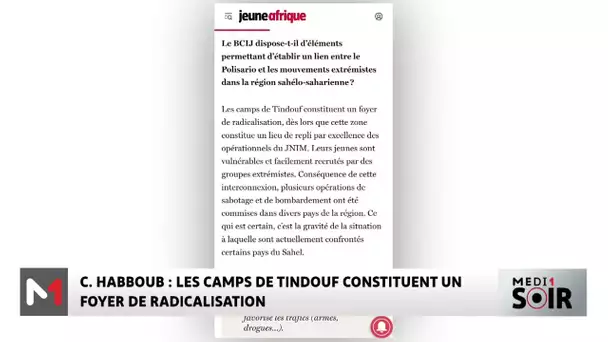 Cherkaoui Habboub : Les camps de Tindouf constituent un foyer de radicalisation