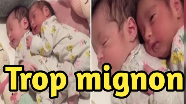 Les parents découvrent que leurs jumelles s’étreignent en dormant et partagent une douce vidéo
