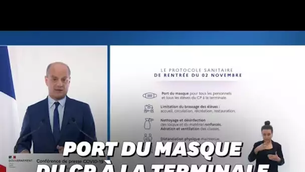 Reconfinement: Blanquer annonce le protocole sanitaire dans les écoles de la rentrée du 2 novembre