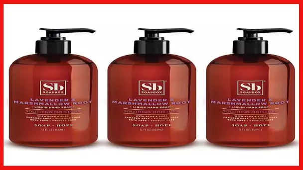 Soapbox Hand Soap, Lavender & Marshmallow Root - Gentle, Moisturizing Hand Cleanser, Vegan & Cruelty