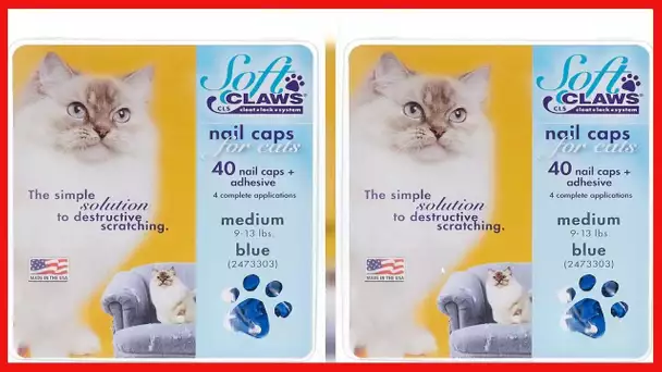 Soft Claws for Cats - CLS (Cleat Lock System), Size Medium, Color Blue
