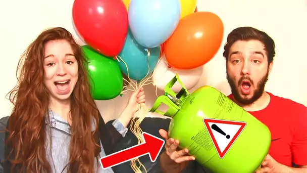 HELIUM BALLON CHALLENGE en COUPLE ! PIMENT & VOMI = DANGER !