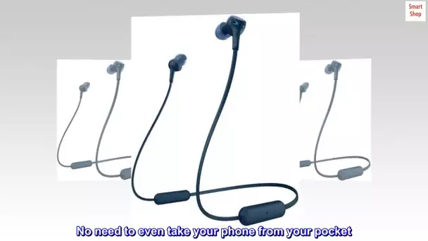 Sony WI-XB400 Extra Bass Wireless in-Ear Headphones (Blue) with Knox Gear Hardshell Earphone Case