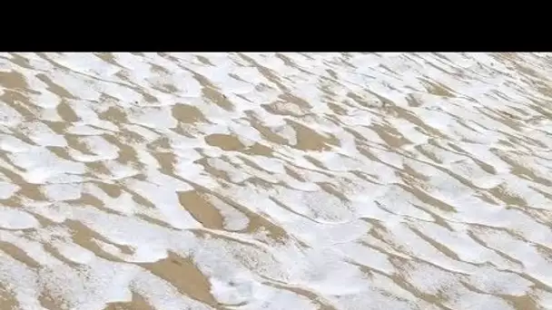 La dune du Pilat recouverte de quelques flocons de neige
