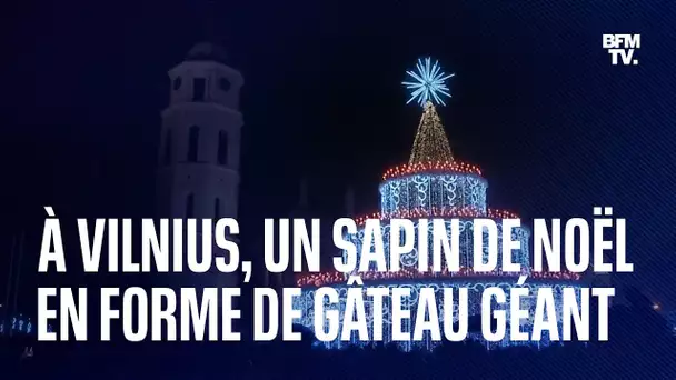 Vilnius inaugure son sapin de Noël en forme de gâteau géant