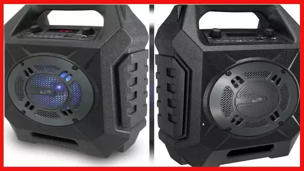 iLive Wireless Tailgate Speaker, LED Light Effects, Carry Handle, Black (ISB408B)