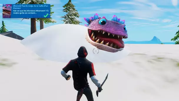 DEFIS SECRET : TROUVER DES TAS DE NEIGE DE LA TAILLE D'UN KLOMBO ! (FORTNITE NEWS)