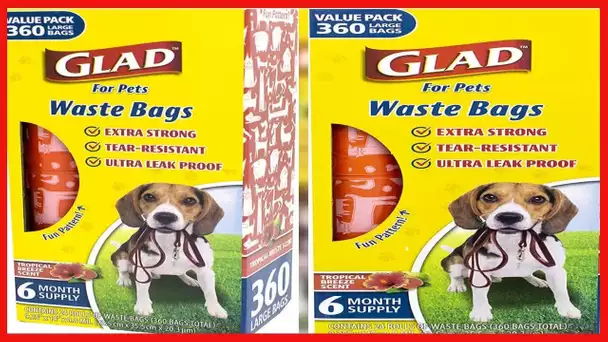 Glad For Pets Large Dog Waste Bags Value Pack | Scented, Tear|Resistant Heavy Duty Dog Poop Bags