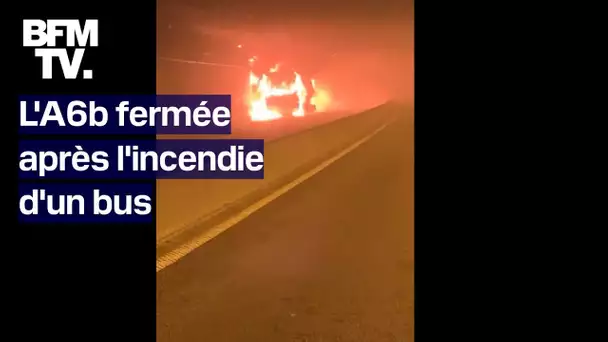 Autoroute A6b: les images du bus en flammes dans le tunnel de Bicêtre