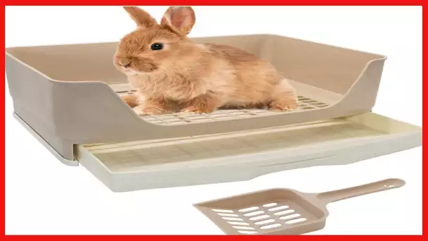 BWOGUE Large Rabbit Litter Box Toilet,Potty Trainer Corner Litter Bedding Box with Drawer Larger Pet