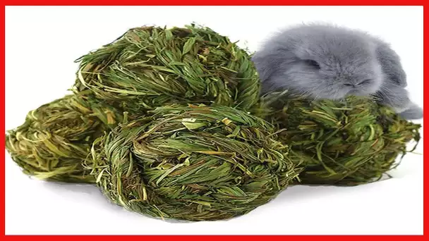 Hamiledyi Bunny Grass Ball 4 Pcs Rabbit Natural Timothy Grass Small Animal Activity Play Chew Toy