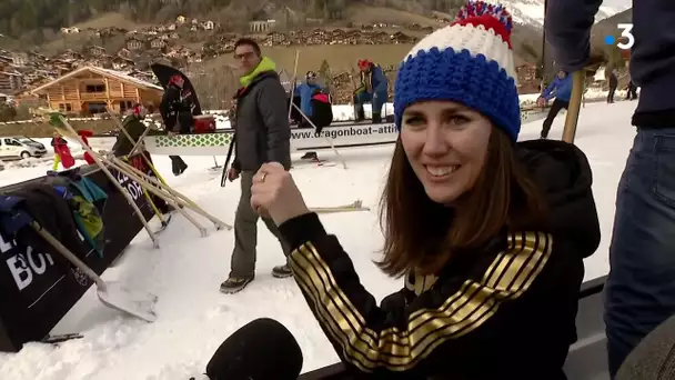 Ils conçoivent un dragon boat sur skis et organisent une compétition au Grand Bornand