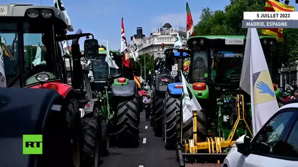 Espagne : des centaines de tracteurs bloquent les rues de Madrid