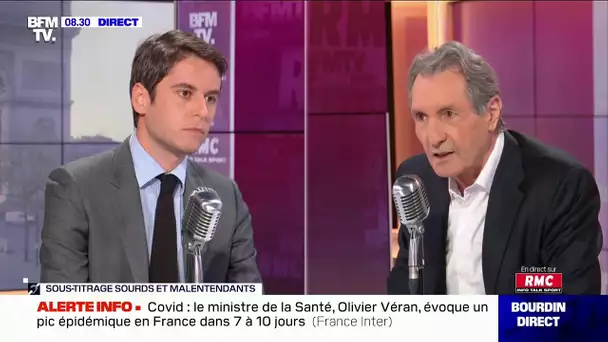 Gabriel Attal face à Jean-Jacques Bourdin sur RMC et BFMTV