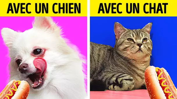 LA VIE AVEC UN CHIEN VS LA VIE AVEC UN CHAT || 27 ASTUCES INCROYABLES POUR LES ANIMAUX