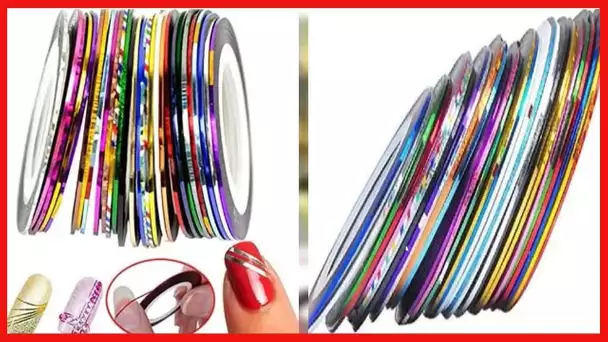 30 Colors Multicolor Mixed Colors Rolls Striping Tape Line Nail Art Decoration Sticker DIY Nail Tip