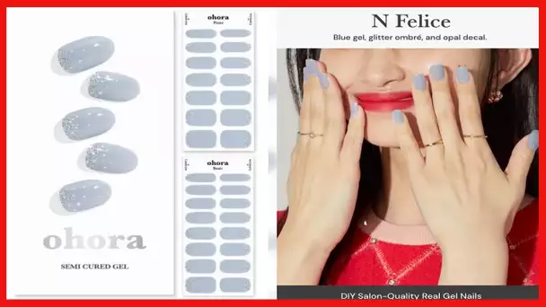 ohora Semi Cured Gel Nail Strips (N Felice) - Works with Any Nail Lamps, Salon-Quality, Long Lasting