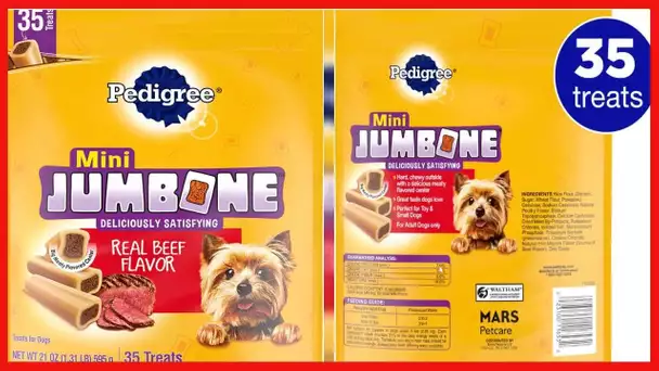 PEDIGREE MINI JUMBONE Small Dog Treats Real Beef Flavor, 21 oz. Pack (35 Treats)