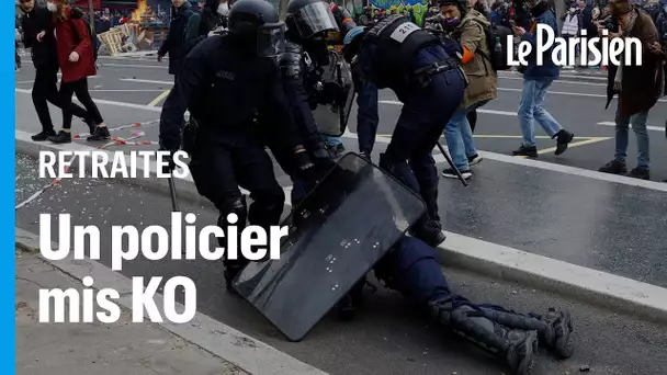 Manifestation du 23 mars : de violents heurts à Paris, un policier KO après avoir reçu une pierre