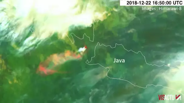 Tsunami en Indonésie : l'éruption du volcan Anak Krakatao vue par satellite