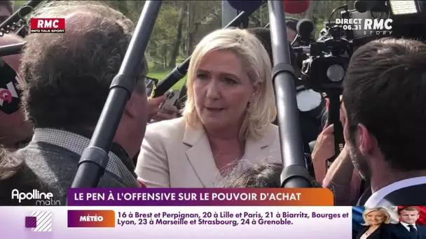 Présidentielle : Marine Le Pen continue de faire campagne sur le pouvoir d'achat