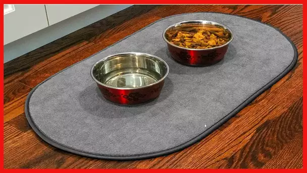 S&T INC. Microfiber Pet Bowl Feeding Mat, Anti-Skid and Absorbent