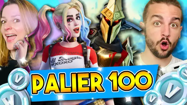 GUILLAUME EST PALIER 100  ( ET KIM ACHÈTE LE SKIN HARLEY QUINN ) ! FORTNITE DUO FR