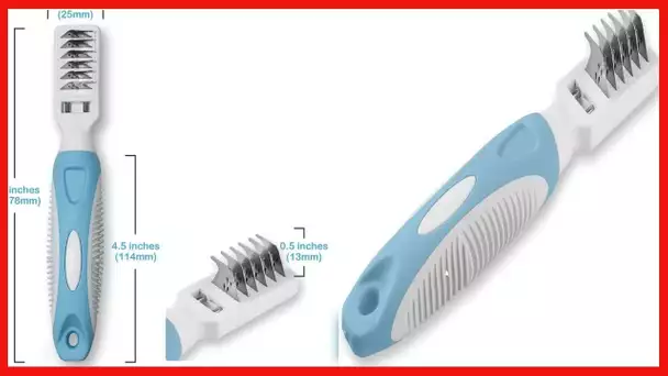 Pets First Professional Pet Mat Remover - Dematting Tool for Grooming Cats & Dogs - Removes Matted