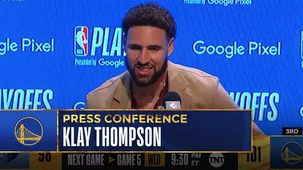 Klay Thompson Meets With Media After Warriors Game 4 Win