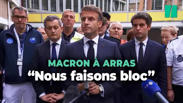 Emmanuel Macron à Arras après l’attaque au couteau : « Nous faisons bloc et nous tenons debout»