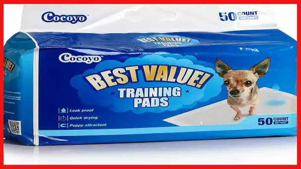 COCOYO Best Value Dog Training Pads 50 Count | Dog Pee Pads | Super Absorbent Puppy Pads