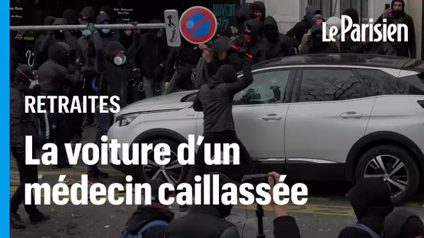 Manif à Paris : la voiture d'un médecin en intervention caillassée en marge du cortège